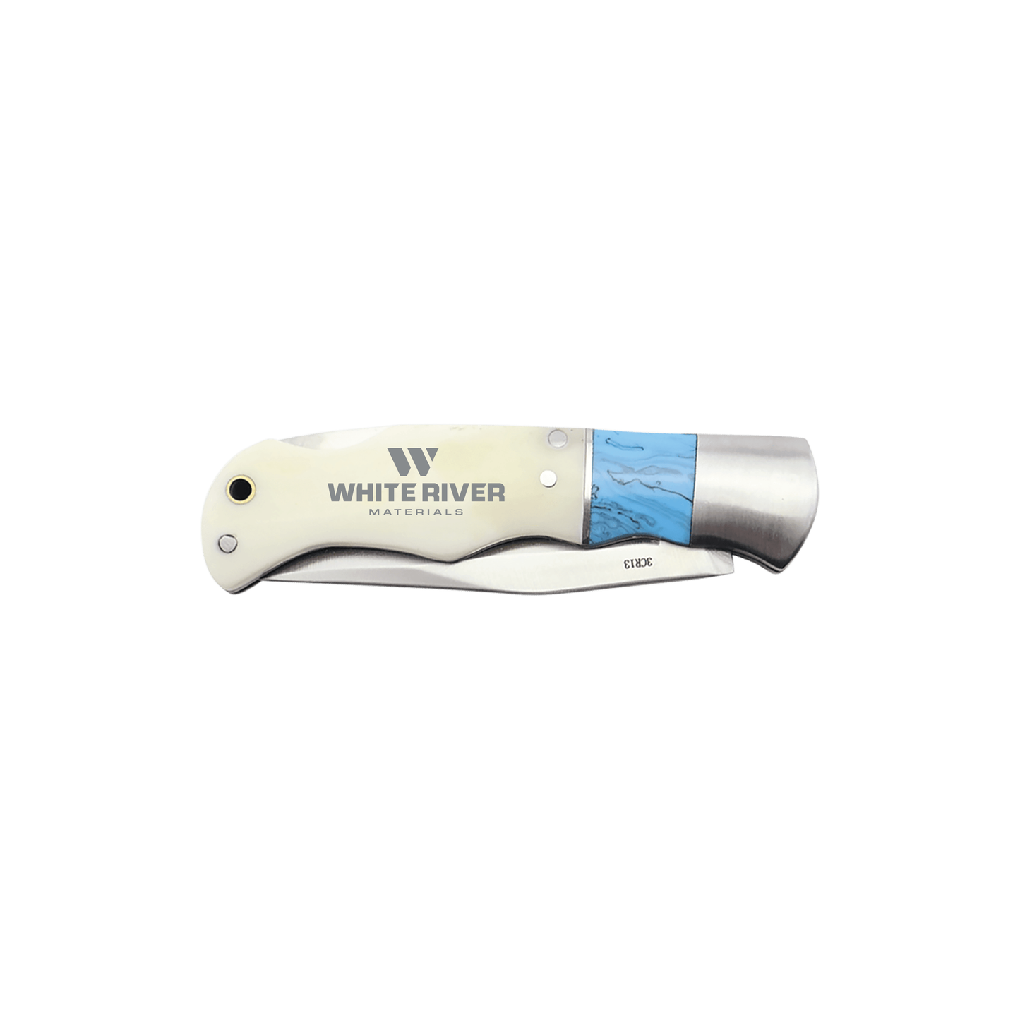 Blue/Bone Folding Knife 4" - WRM