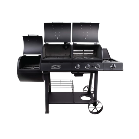 Longhorn Combo 3-Burner Charcoal/Gas Smoker and Grill in Black - WRM