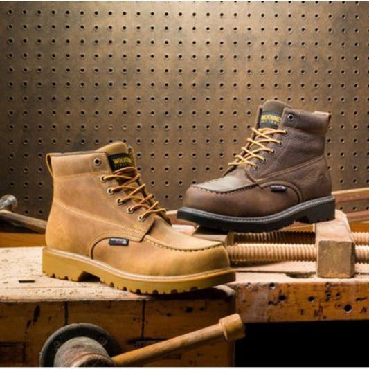 WRM - Wolverine Men's Floorhand Moc-Toe Waterproof 6" Steel-Toe Boots